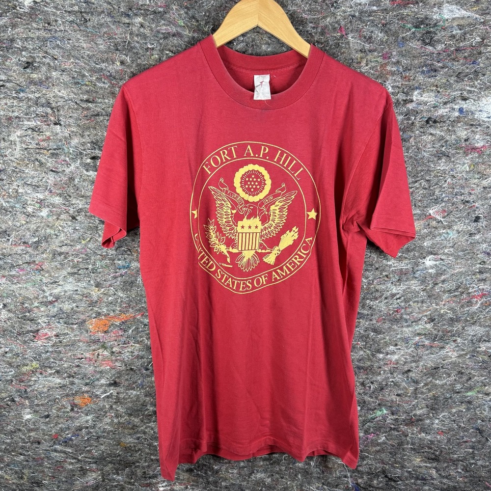 Vintage Fort A.P. Hill Shirt Mens Large United States Army Military Eagle 90s Te